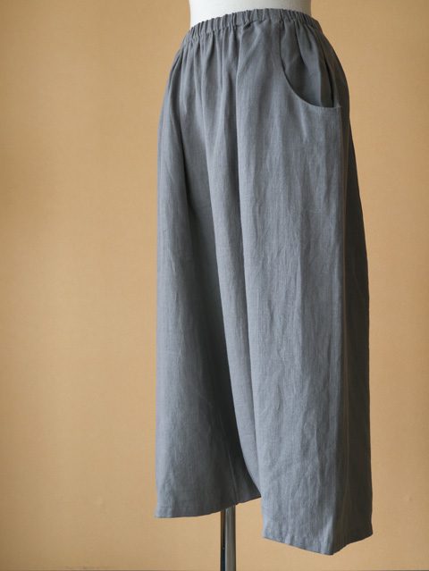 evam eva エヴァムエヴァ linen gabardine easy sarrouel pant ￥１９，０００ + tax アンティークホワイト・グレー・スミ