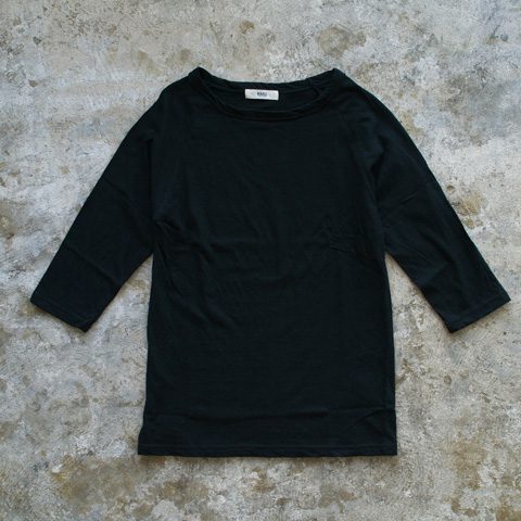 naru ナル リサイクルコットン七分袖Tシャツ ￥３，８００ + tax ブラック