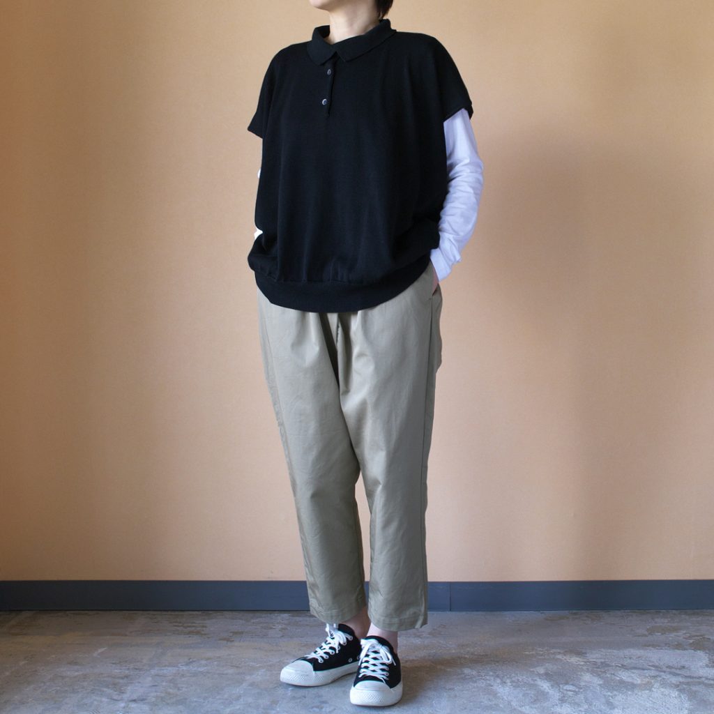 Gauze# ガーゼ G470 square knit polo pullover スクエアニットポロプルオーバー