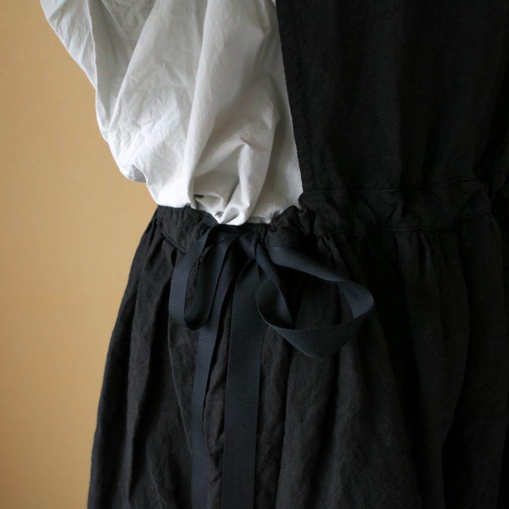 Gauze# ガーゼ　G480 linen amish one piece dress　リネンamishワンピースドレス・ブラック
