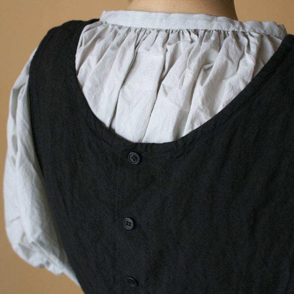 Gauze# ガーゼ　G480 linen amish one piece dress　リネンamishワンピースドレス・ブラック